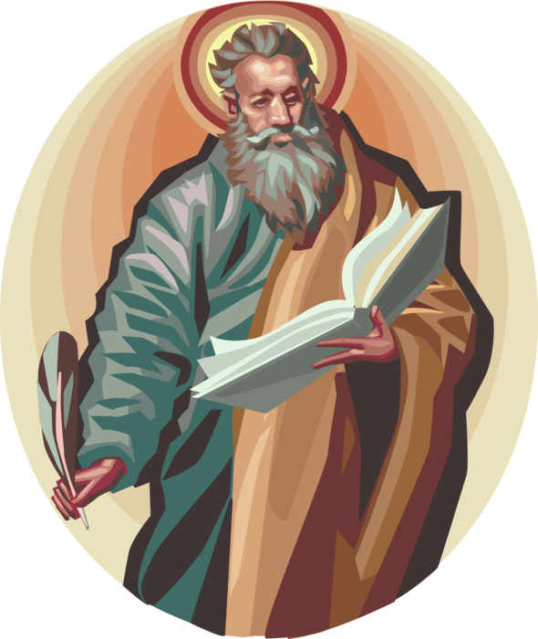 Vector Illustration of Saint Matthew, Patron Saint of Tax Collectors and Accountants, Roman Catholic Saint