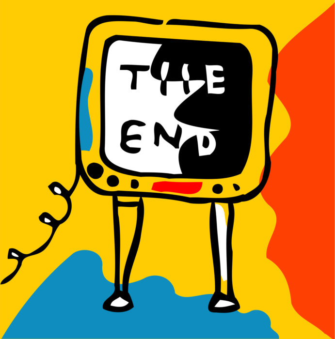 Vector Illustration of Television TV Set with Televised Show Ending