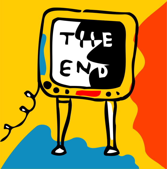Vector Illustration of Television TV Set with Televised Show Ending