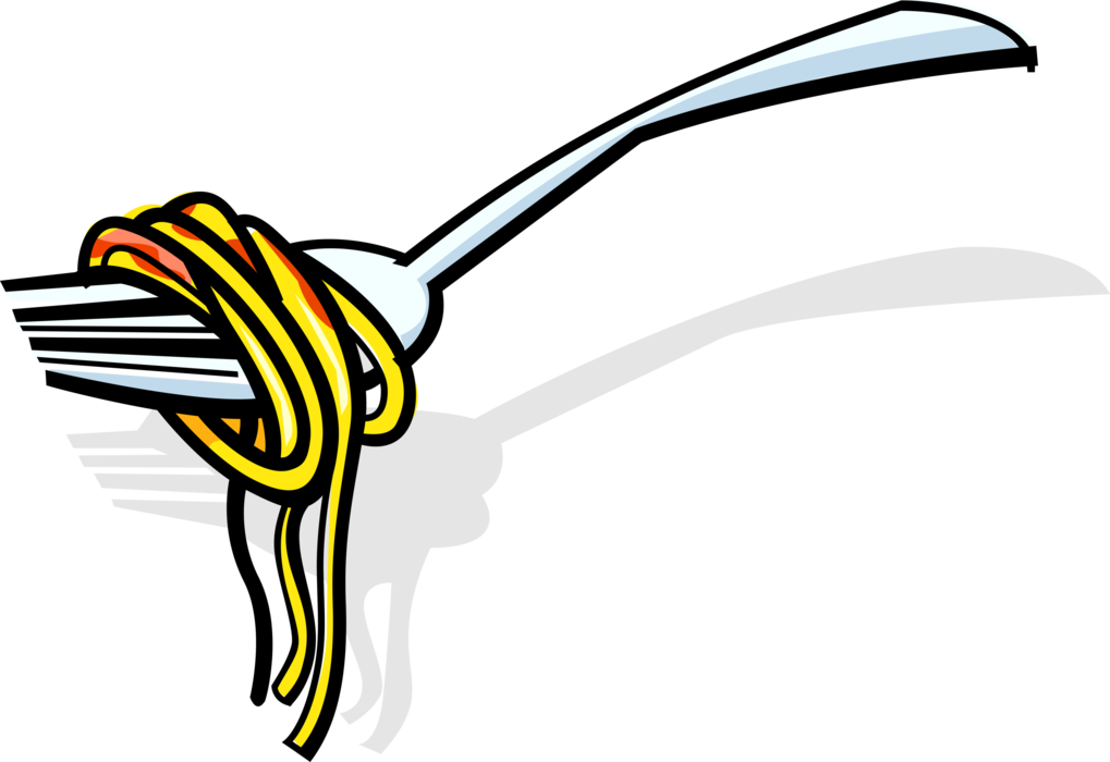 Vector Illustration of Italian Spaghetti Pasta on Fork
