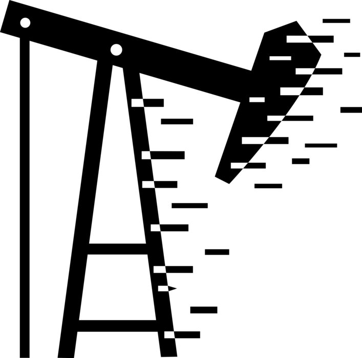 Vector Illustration of Petroleum Industry Oil Well Pumpjack Reciprocating Piston Pumps Pumping Fossil Fuel