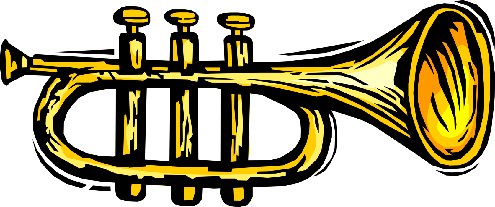 Vector Illustration of Trumpet Horn Brass Musical Instrument used in Classical and Jazz Ensembles