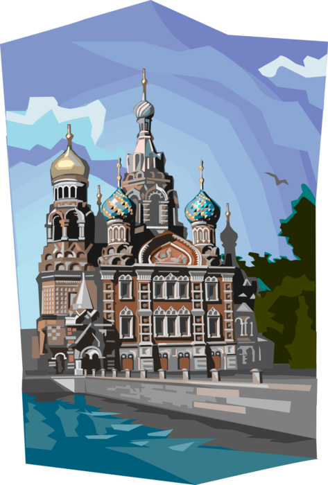 Vector Illustration of Church of the Savior on Spilled Blood, St. Petersburg, Russia