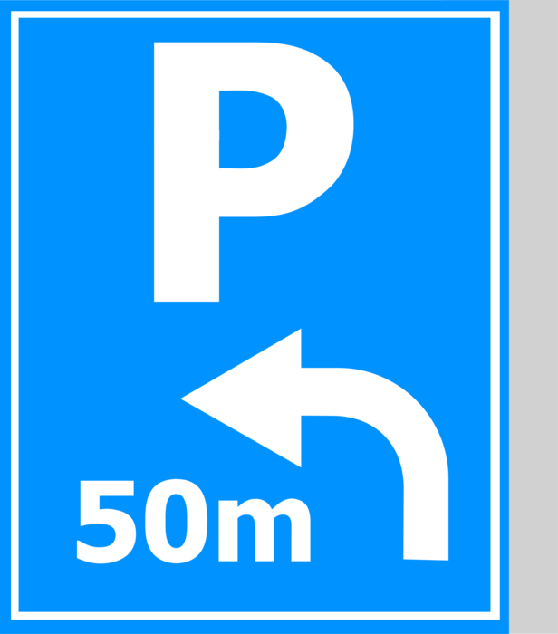 Vector Illustration of European Union EU Traffic Highway Road Sign, Distance and Direction of Parking