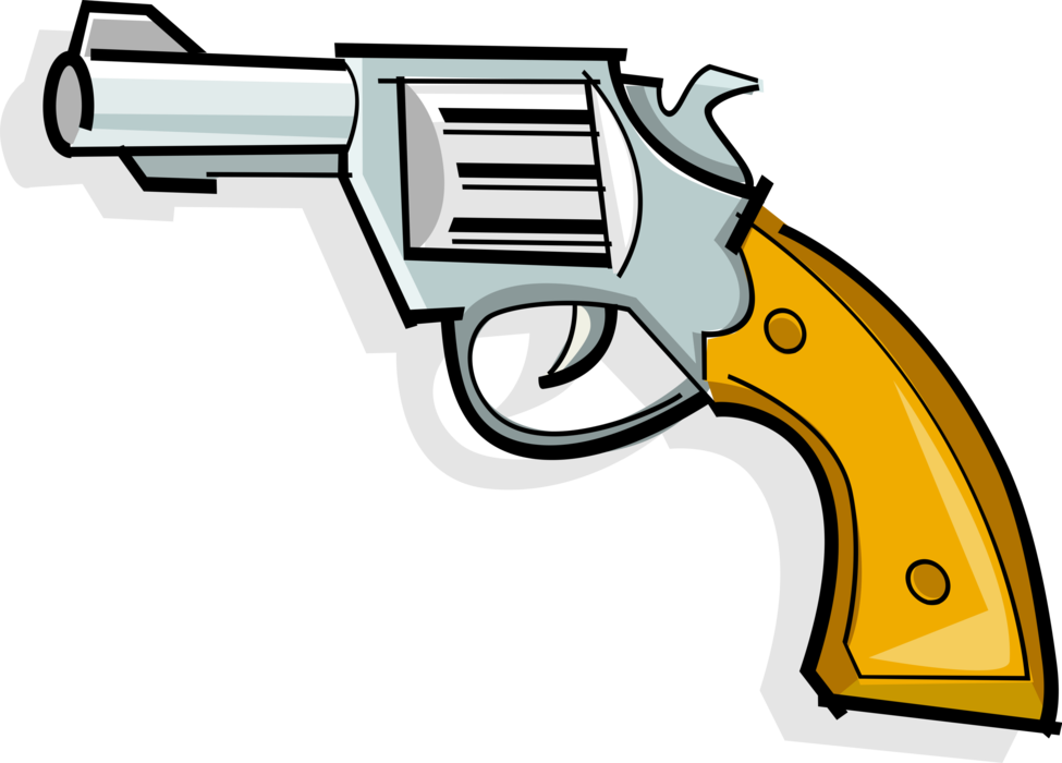Vector Illustration of Handgun Handheld Firearm Weapon Gun Revolver