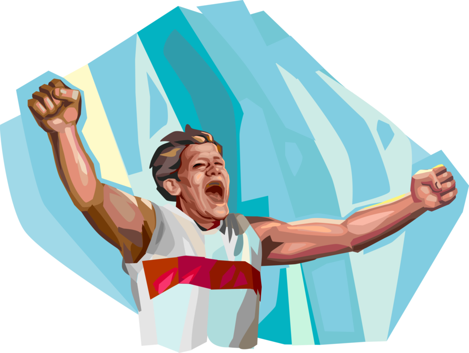 Vector Illustration of Football Player Celebrating Touchdown During Game