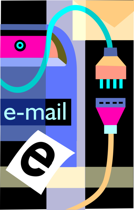 Vector Illustration of Internet Electronic Mail Email Correspondence @ Symbol Exchanges Digital Messages