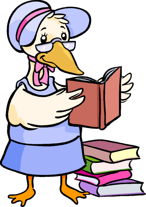 Vector Illustration of Mother Goose Fairy Tale and Nursery Rhyme Fictional Character with Books