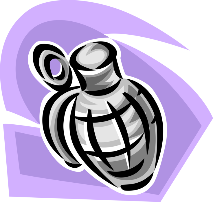 Vector Illustration of Hand Grenade Small Bomb Thrown by Hand