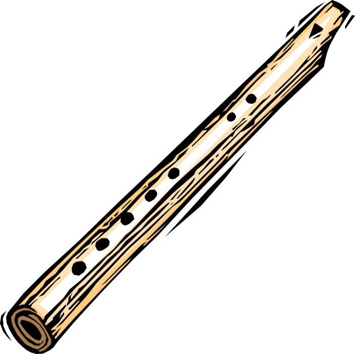 Vector Illustration of Wooden Flute Musical Instrument