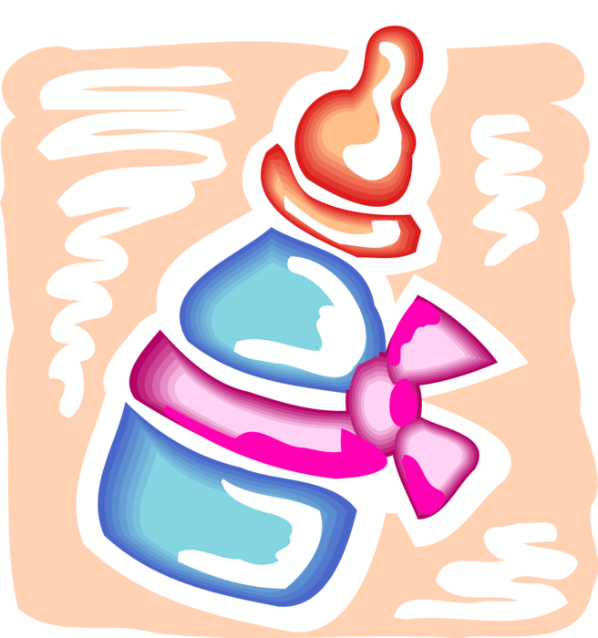 Vector Illustration of Newborn Infant Baby Bottle with Formula Milk