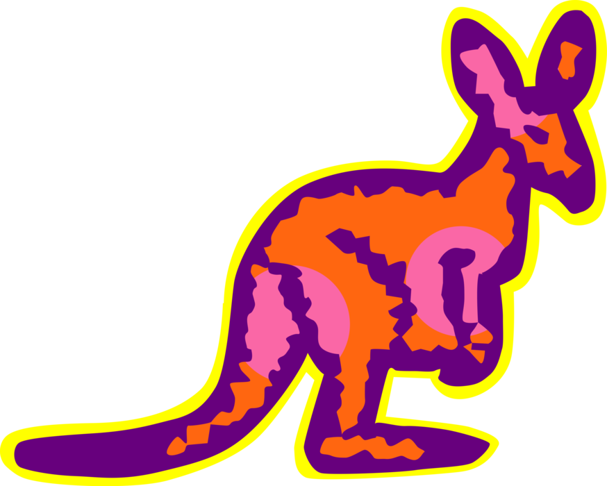 Vector Illustration of Australian Marsupial Kangaroo, Wallaroo, or Wallaby
