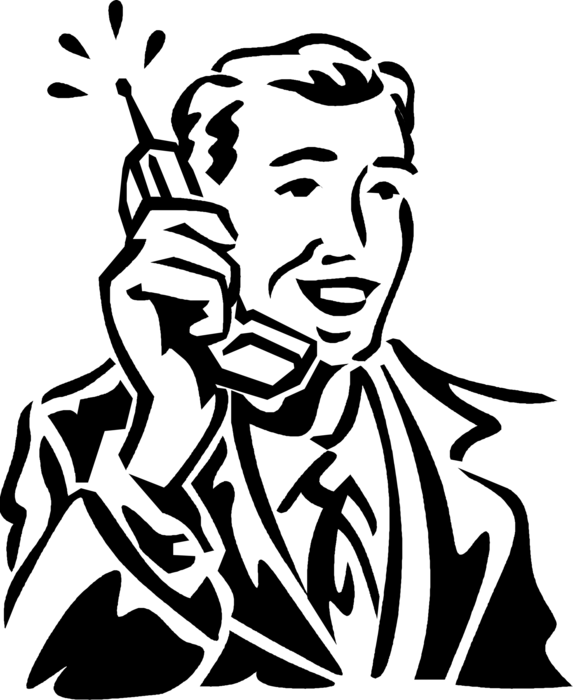 Vector Illustration of Businessman Talks on Telephone Phone