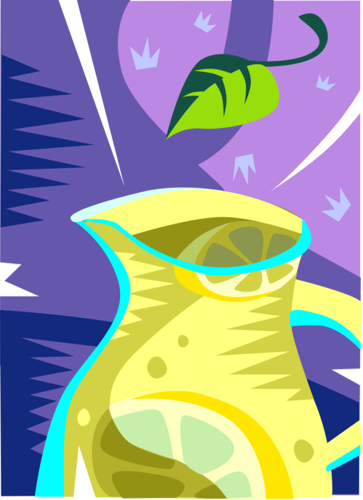 Vector Illustration of Pitcher Jug of Lemonade Citrus Lemon Beverage Drink