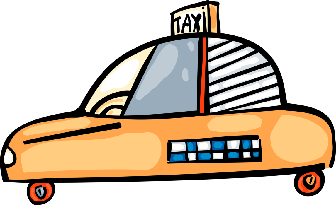 Vector Illustration of Taxicab Taxi or Cab Vehicle for Hire Automobile Motor Car