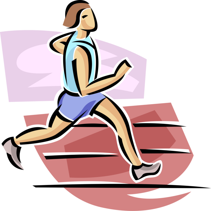 Vector Illustration of Track and Field Athletic Sport Contest Runner Runs in Race During Competitive Track Meet