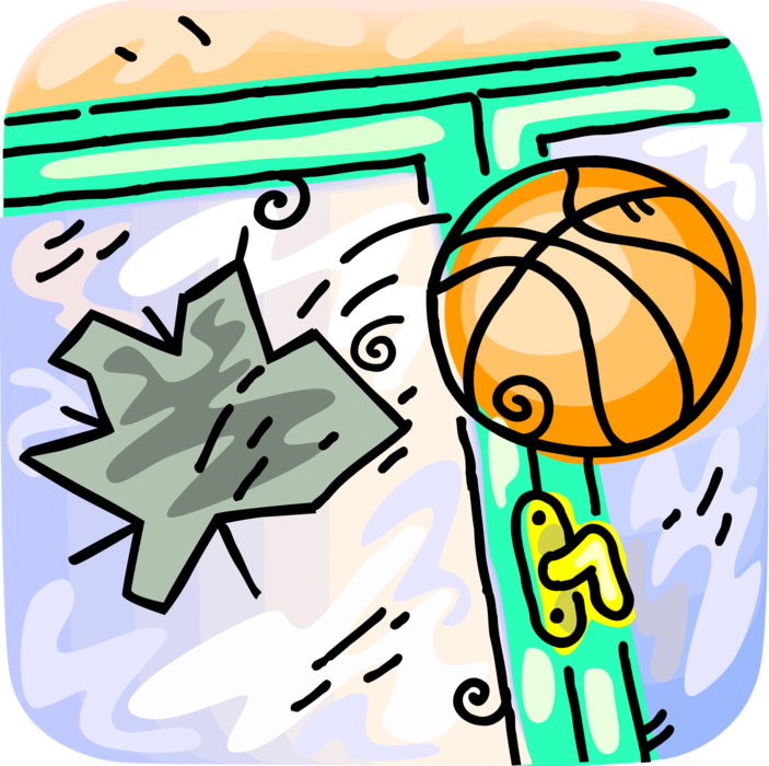 Vector Illustration of Sport of Basketball Game Ball Breaks and Shatters Window Glass Pane