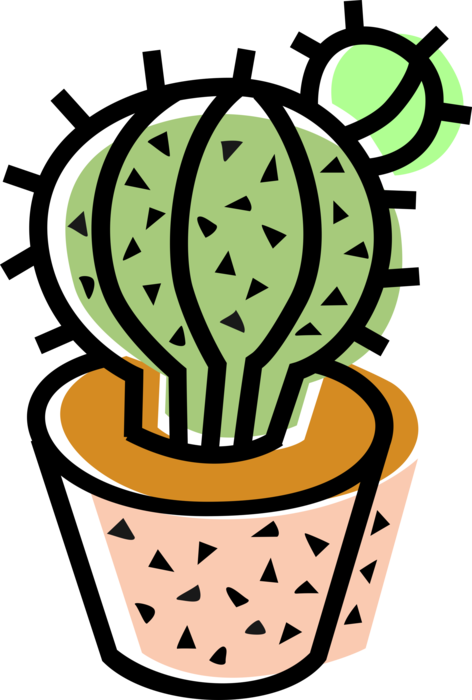 Vector Illustration of Desert Vegetation Succulent Cactus Houseplant