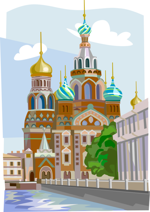 Vector Illustration of Church of the Savior on Spilled Blood, St. Petersburg, Russia