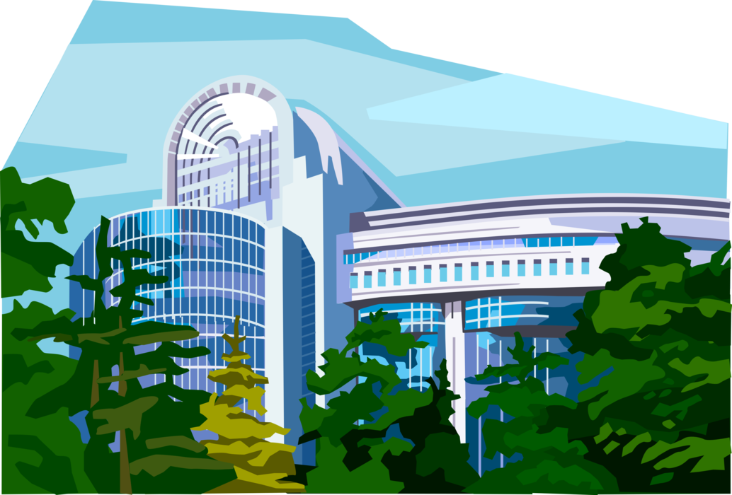 Vector Illustration of Brussels, Belgium European Union EU Parliament Building