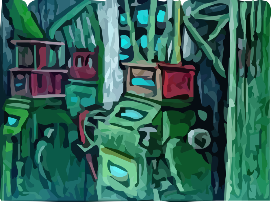 Vector Illustration of Farm Harvest Processing Equipment