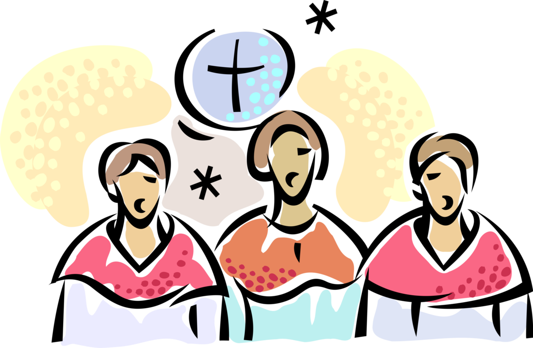 Vector Illustration of Holiday Festive Season Christmas Choir Sings Carols in Church