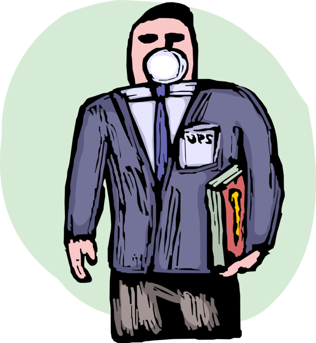Vector Illustration of Businessman Wears Respiratory Protective Breathing Mask