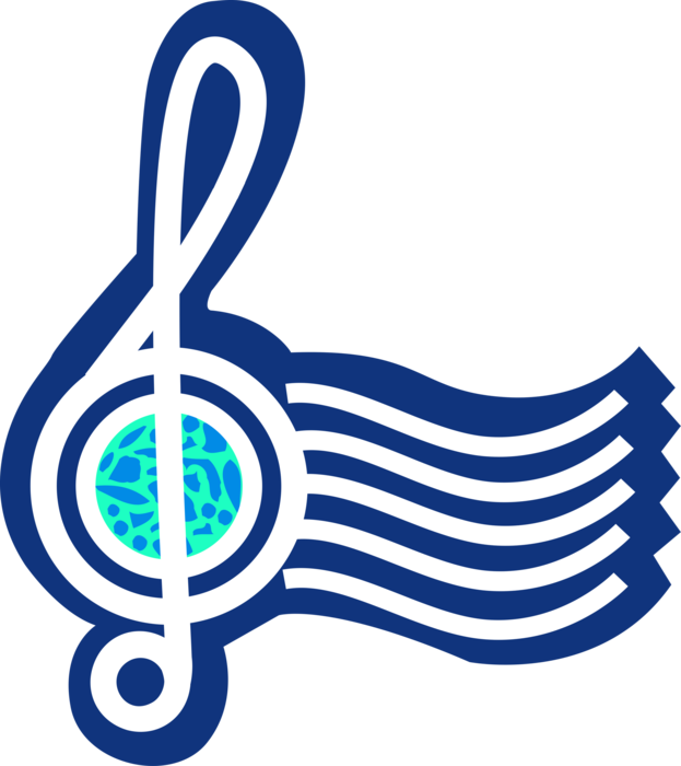 Vector Illustration of Musical Treble Clef Indicates Pitch of Music Notes
