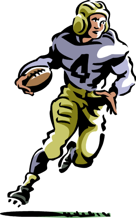 Vector Illustration of Football Running Back Runs with Ball During Game