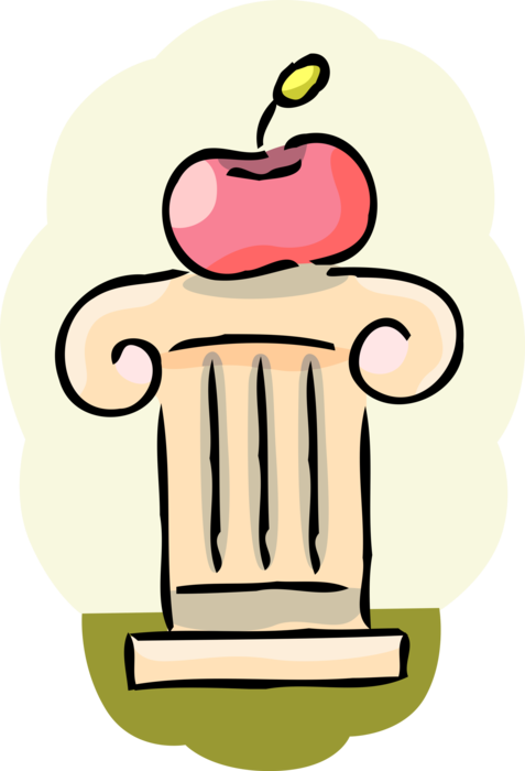 Vector Illustration of Education and Learning Apple Symbol of Knowledge on Classic Greek Column Pedestal