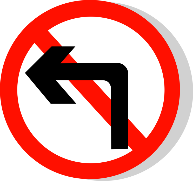 Vector Illustration of European Union EU Traffic Highway Road Sign, No Left Turn