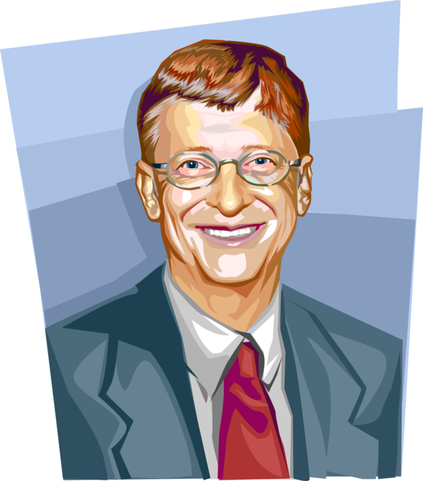 Vector Illustration of Bill Gates American Business Magnate, Investor, Author and Philanthropist Microsoft Founder