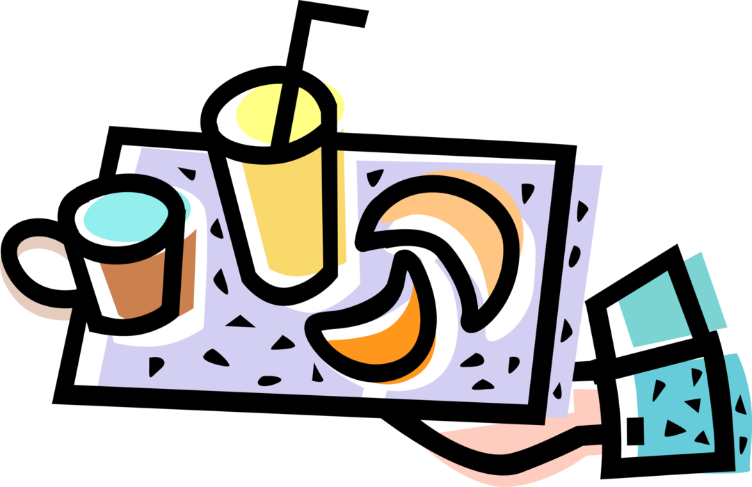 Vector Illustration of Outdoor Picnic Lunch Drink Cups and Bakery Pastry Croissants