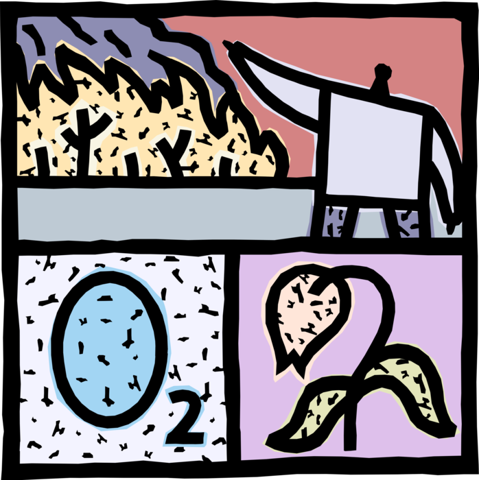 Vector Illustration of Environmentalist Studies Impact Climate Change and Frequency of Forest Fire in Environment