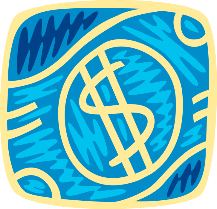 Vector Illustration of Cash Dollar Bill Paper Money Monetary Currency Banknotes of the United States