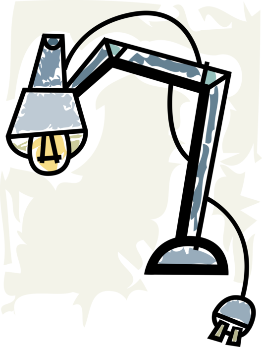 Vector Illustration of Desk Lamp Provides Illuminated Light Source