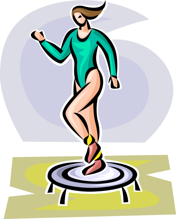 Vector Illustration of Physical Fitness Exercise Workout on Trampoline