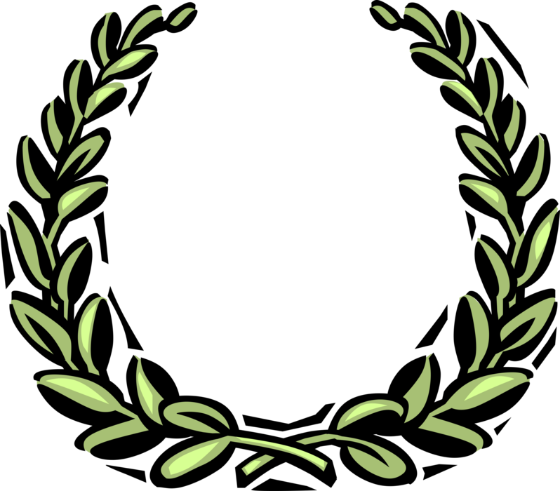 Vector Illustration of Decorative Floral Element Laurel Wreath Awarded to Victors in Athletic Competition