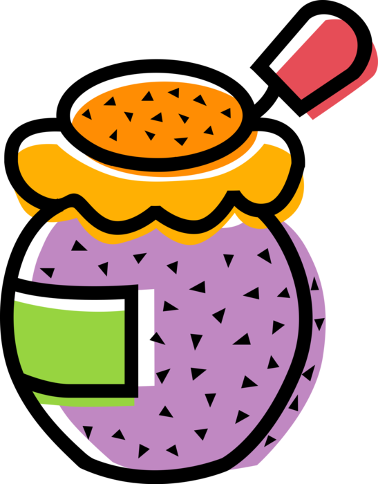 Vector Illustration of Homemade Preserve Fruit Jam or Jelly in Jar
