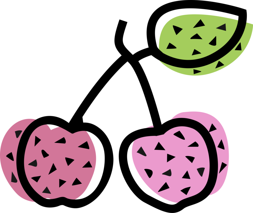 Vector Illustration of Sweet Fruit Cherries and Leaf