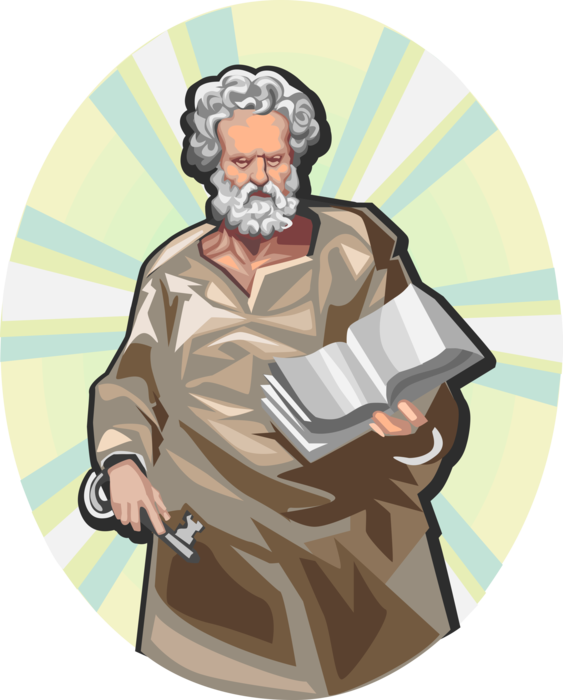 Vector Illustration of St. Peter, Disciple of Jesus, Patron Saint of Popes, the Papacy and Fishermen, Roman Catholic Saint