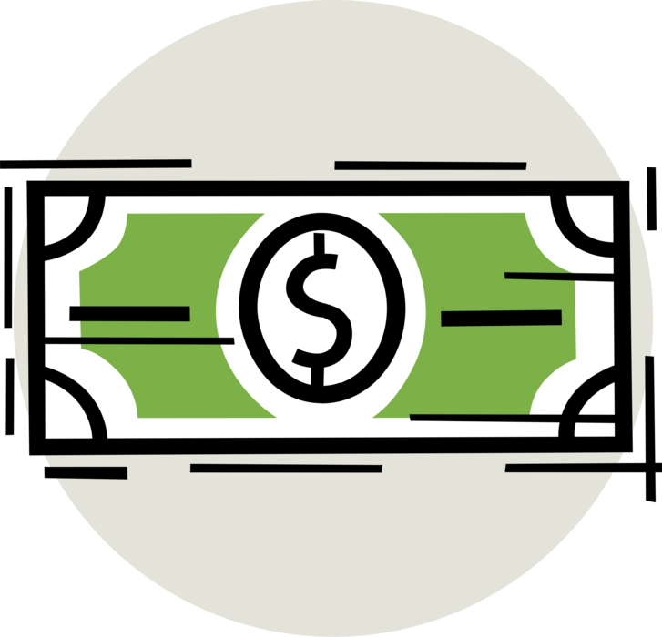 Vector Illustration of Cash Dollar Bill Paper Money Monetary Currency Banknotes of the United States