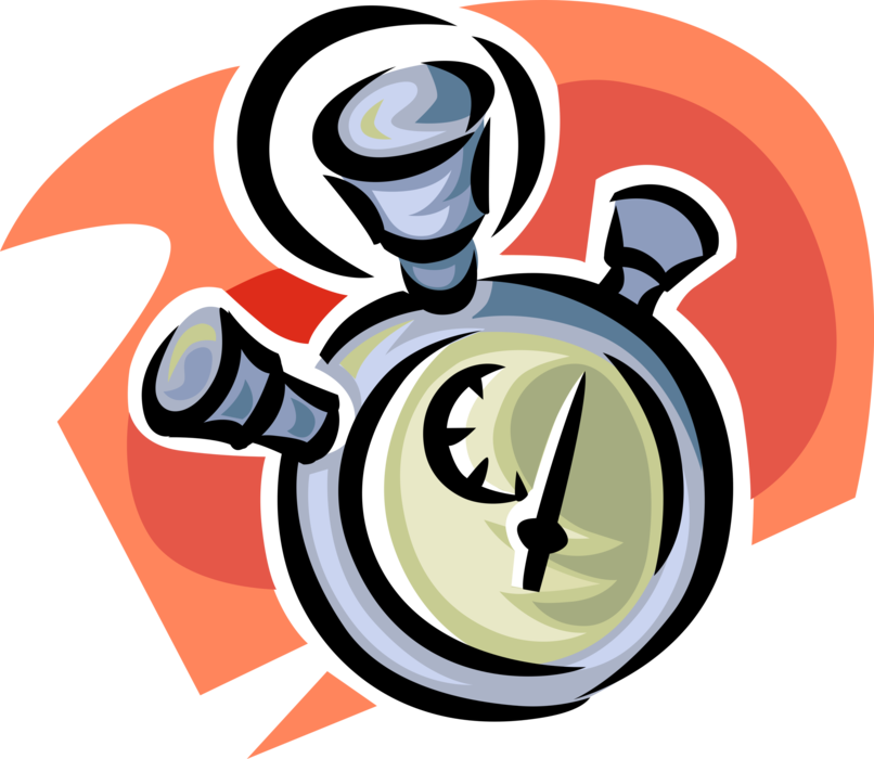 Vector Illustration of Stopwatch Handheld Timepiece Measures Elapsed Time