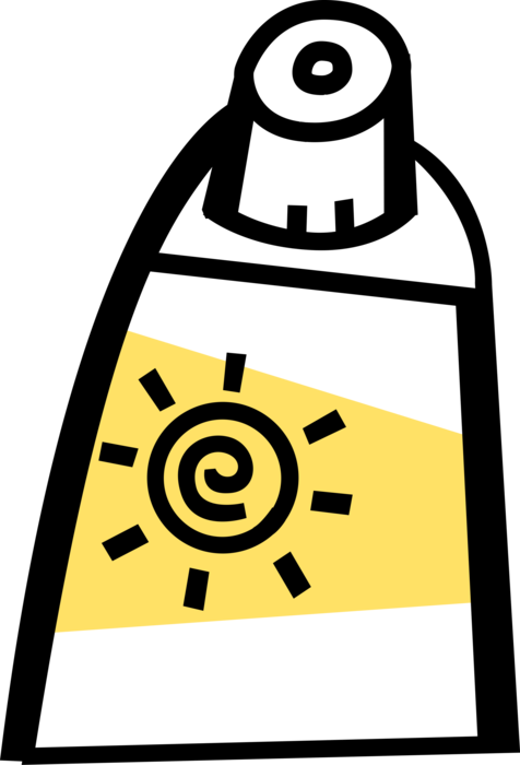 Vector Illustration of Sun Tan Sunblock Sun Tanning Lotion