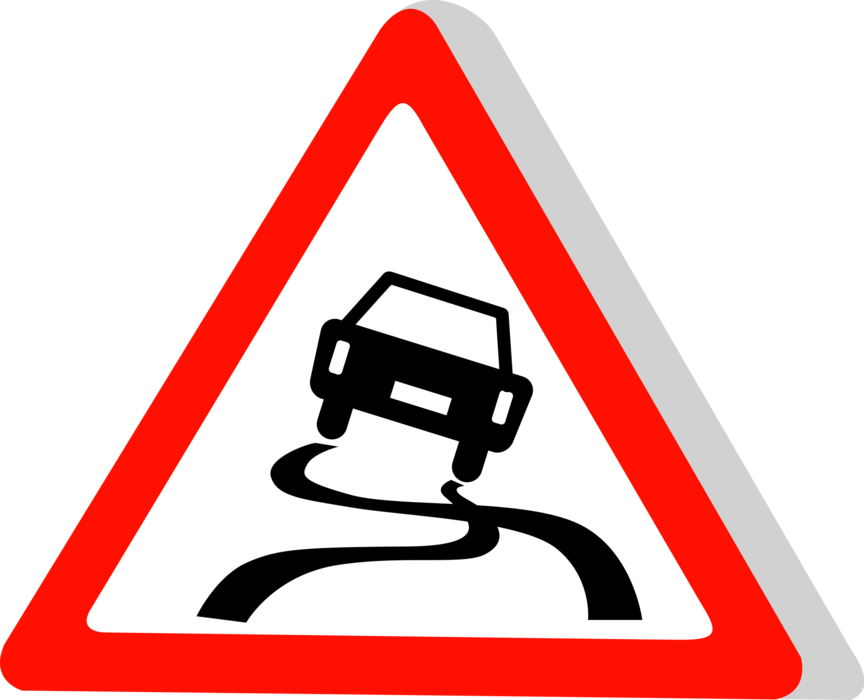 Vector Illustration of European Union EU Traffic Highway Road Sign, Slippery Road