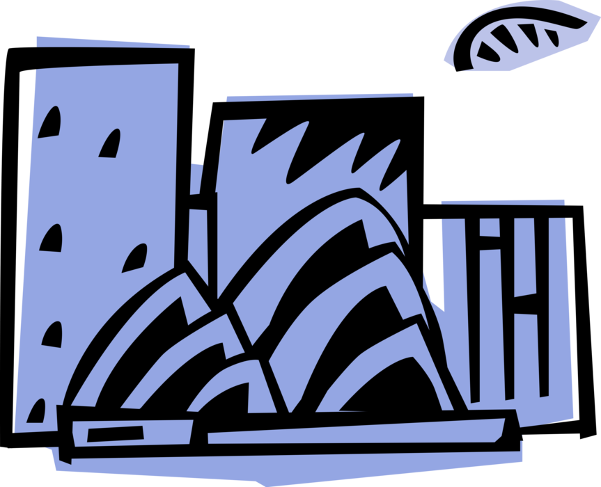 Vector Illustration of Sydney Opera House Multi-Venue Performing Arts Centre in Sydney, Australia