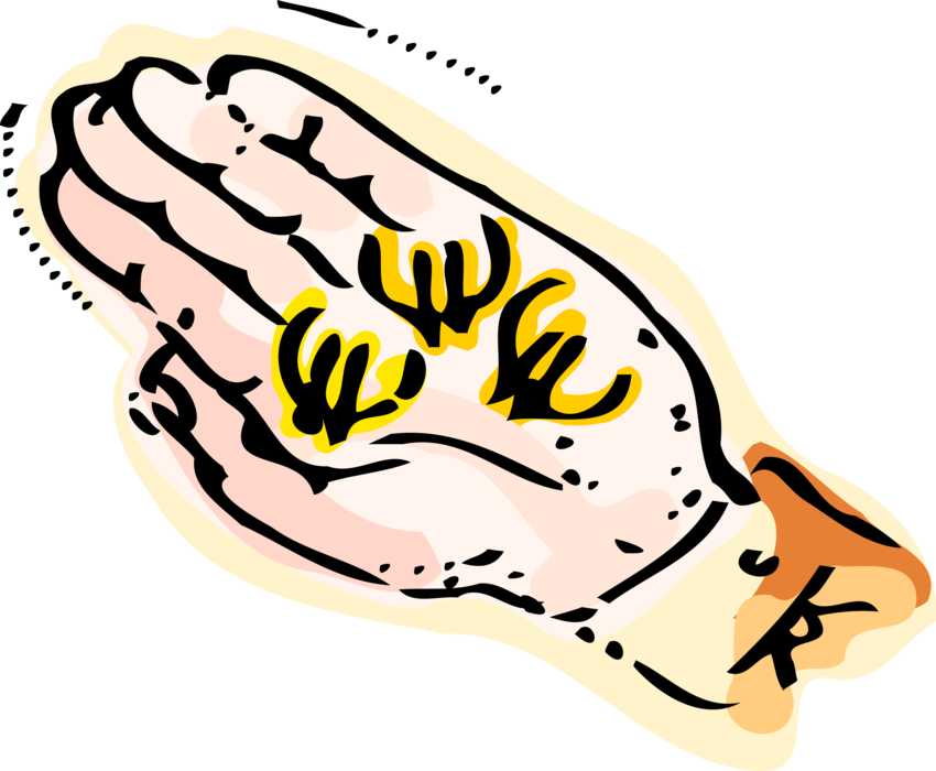 Vector Illustration of Hand with Euro Currency Financial Cash Money Symbols