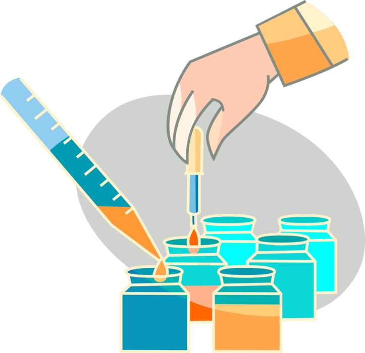 Vector Illustration of Laboratory Technician uses Eye Dropper Pasteur Pipette to Transfer Liquids