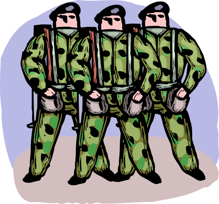 Vector Illustration of United States Navy Marine Seals Stand Ready for Combat Special Operations