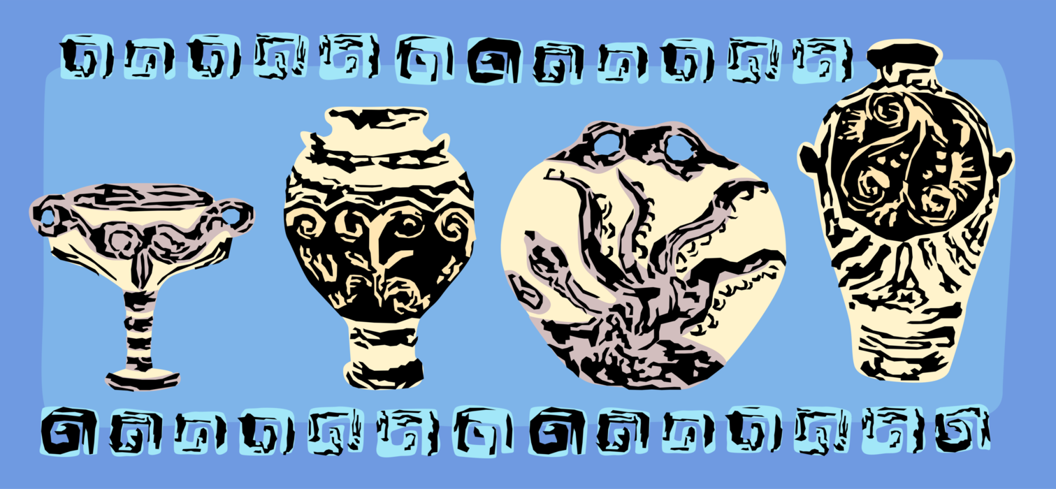 Vector Illustration of Cretan Ancient Pottery